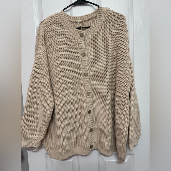 The Simple Folk Chunky Knit Cardigan Oatmeal Organic Cotton Size UK 12 US8 NWT - Picture 5 of 10